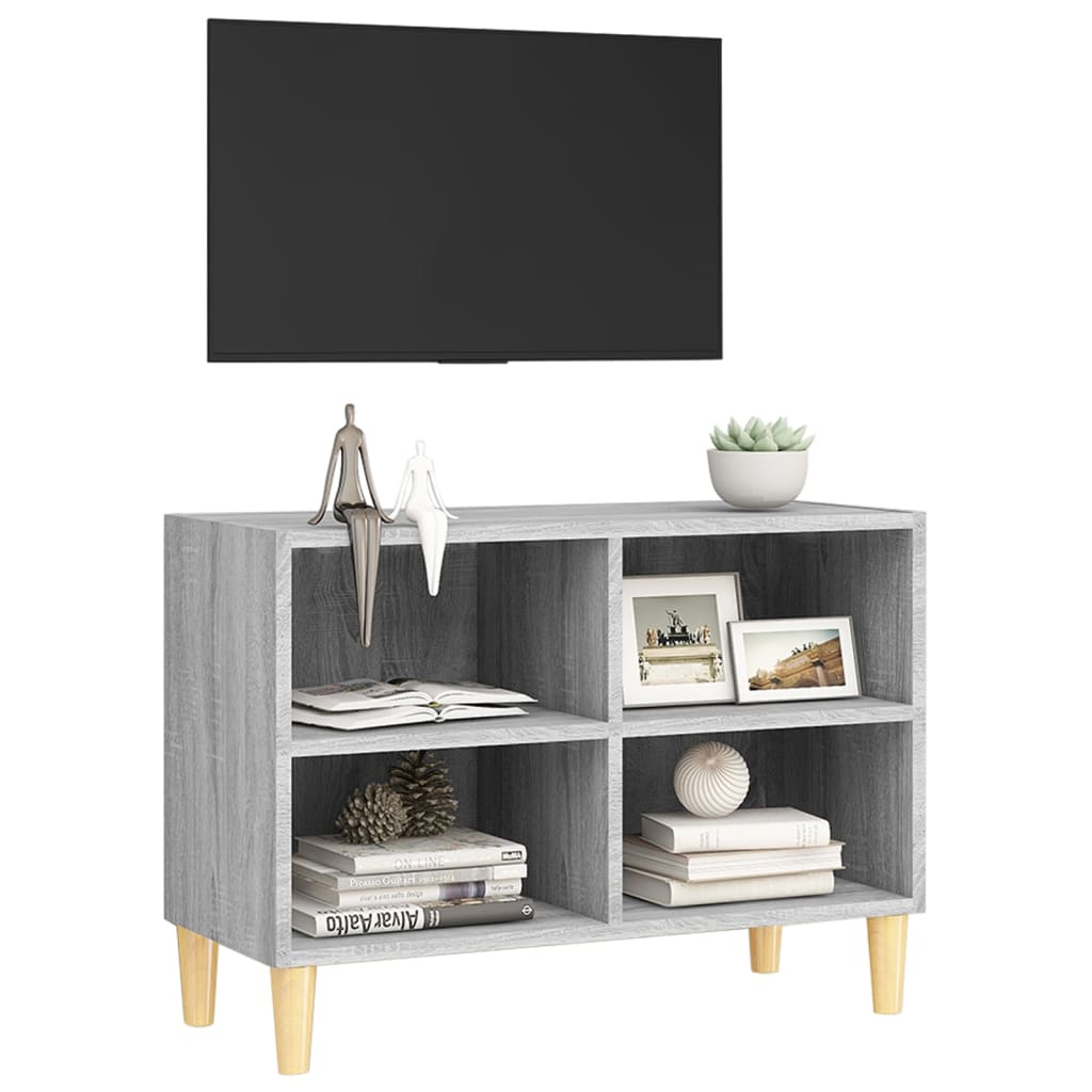 Meuble TV avec pieds en bois massif Sonoma gris 69,5x30x50 cm - XIOS