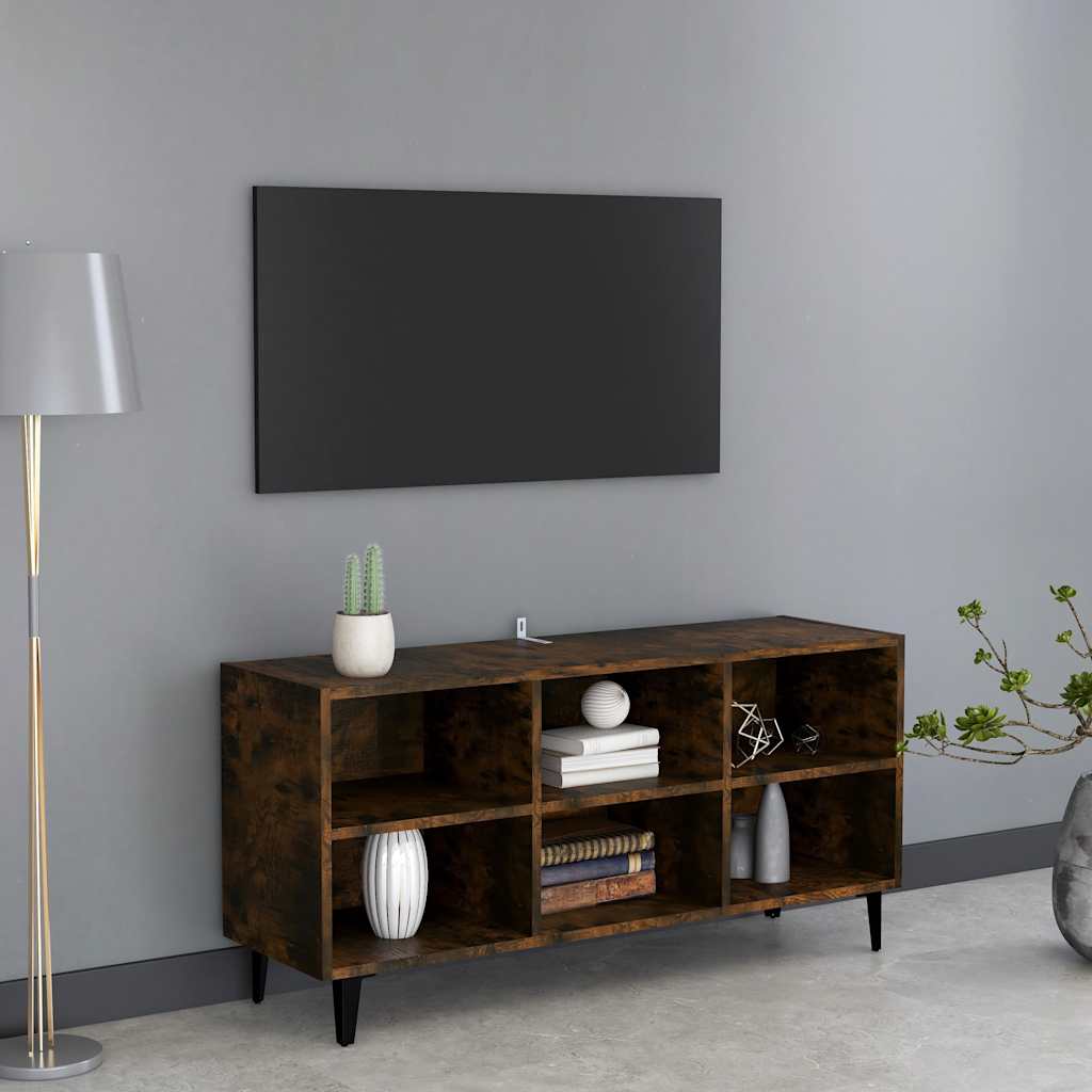 Meuble TV avec pieds en métal Chêne fumé 103,5x30x50 cm - XIOS