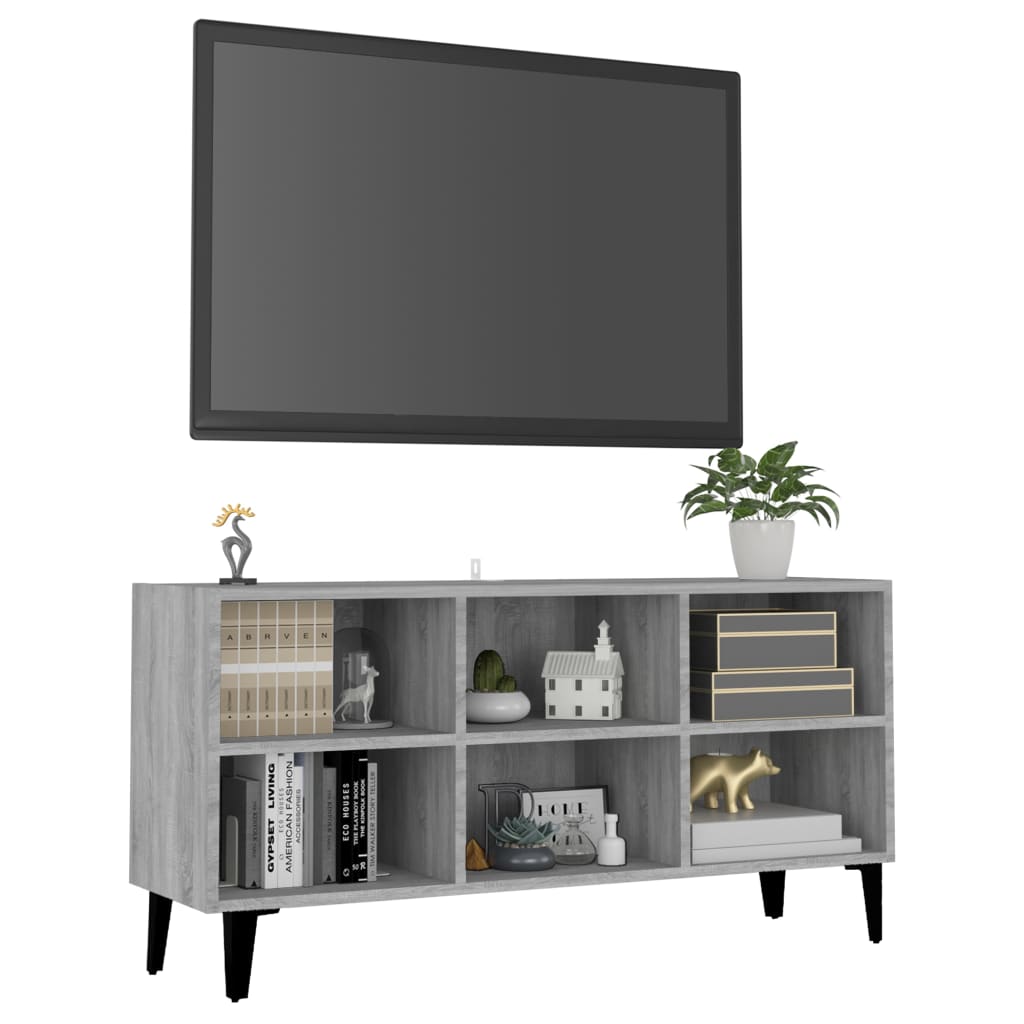 Meuble TV avec pieds en métal Sonoma gris 103,5x30x50 cm - XIOS