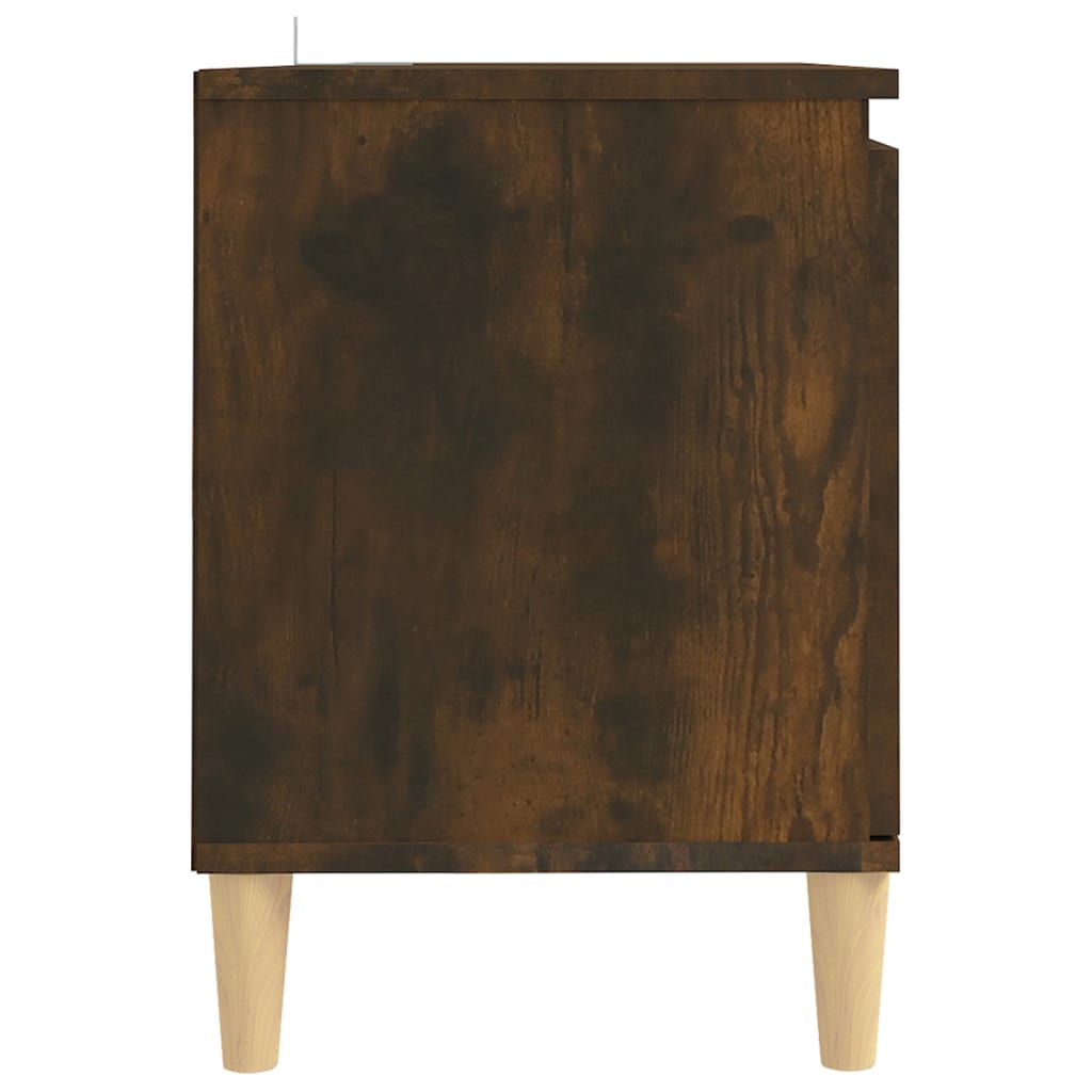 Meuble TV avec pieds en bois solide Chêne fumé 103,5x35x50 cm - XIOS