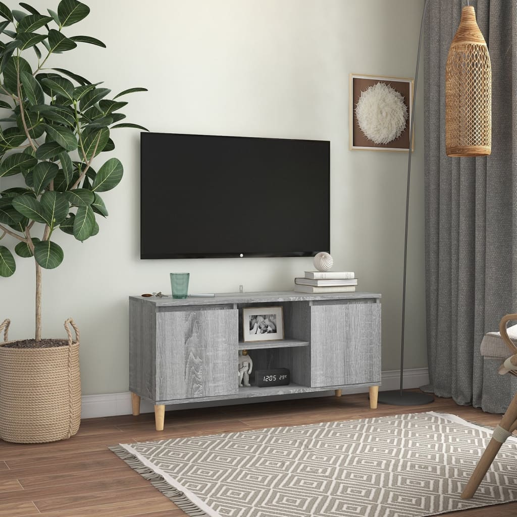 Meuble TV avec pieds en bois solide Sonoma gris 103,5x35x50 cm - XIOS