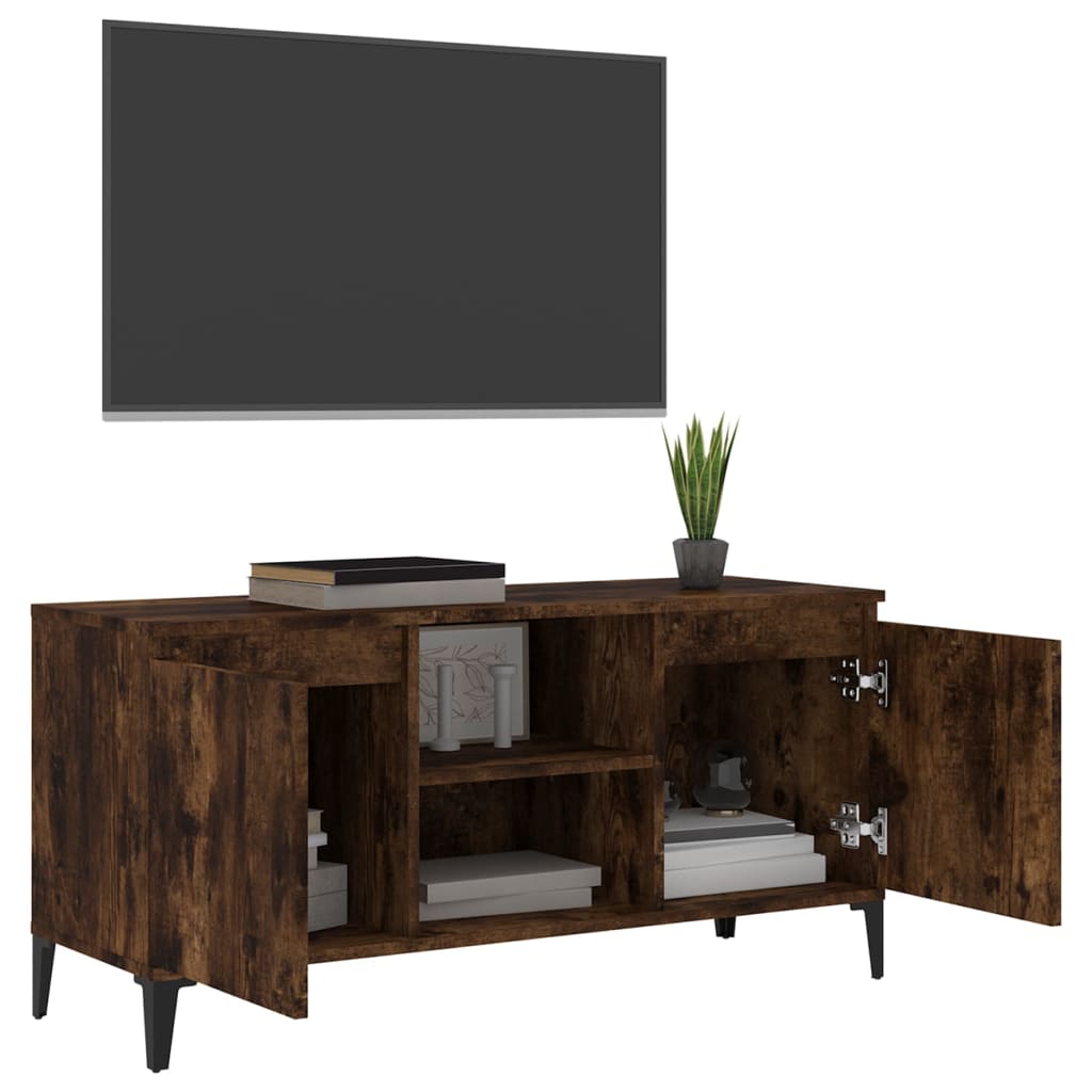 Meuble TV avec pieds en métal Chêne fumé 103,5x35x50 cm - XIOS
