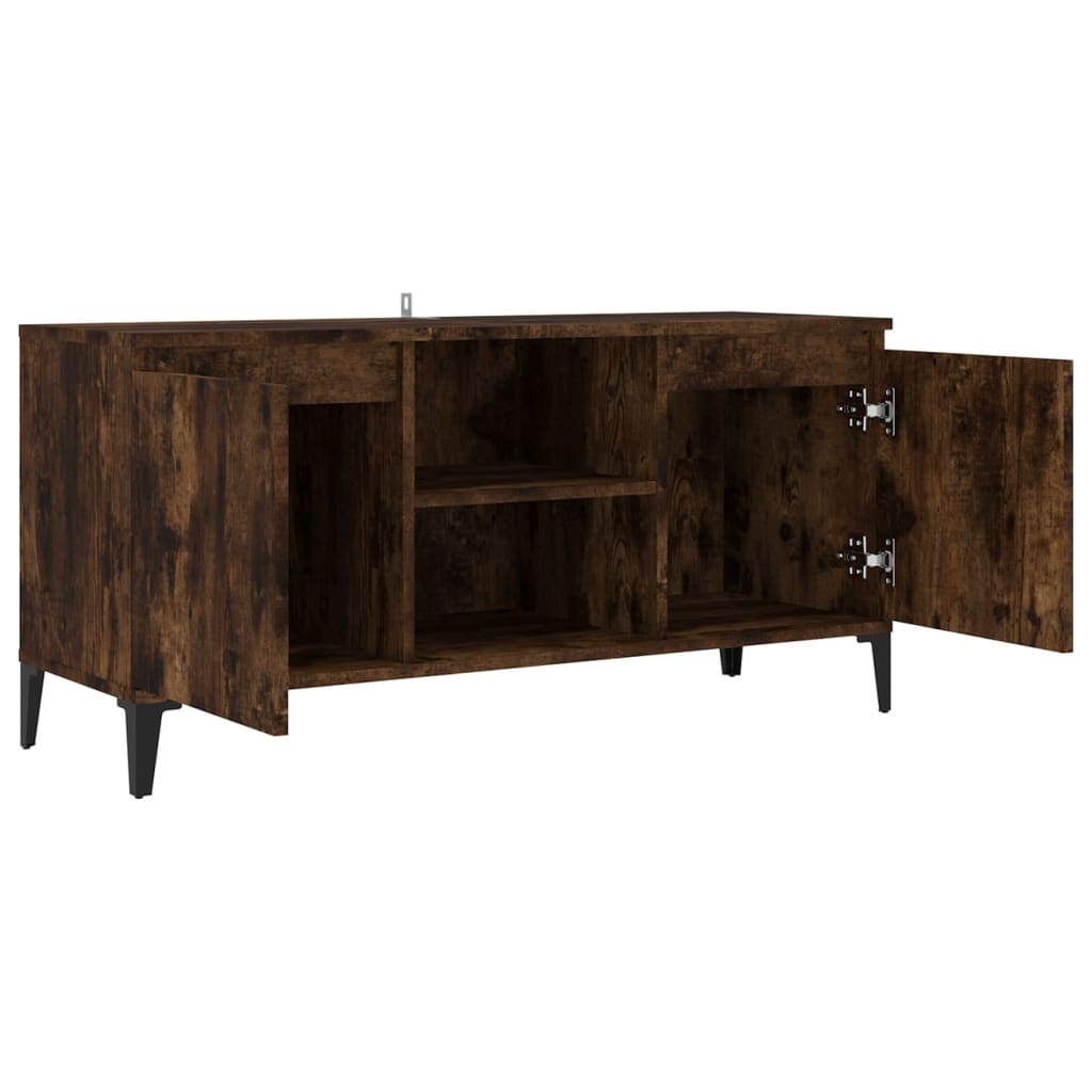Meuble TV avec pieds en métal Chêne fumé 103,5x35x50 cm - XIOS
