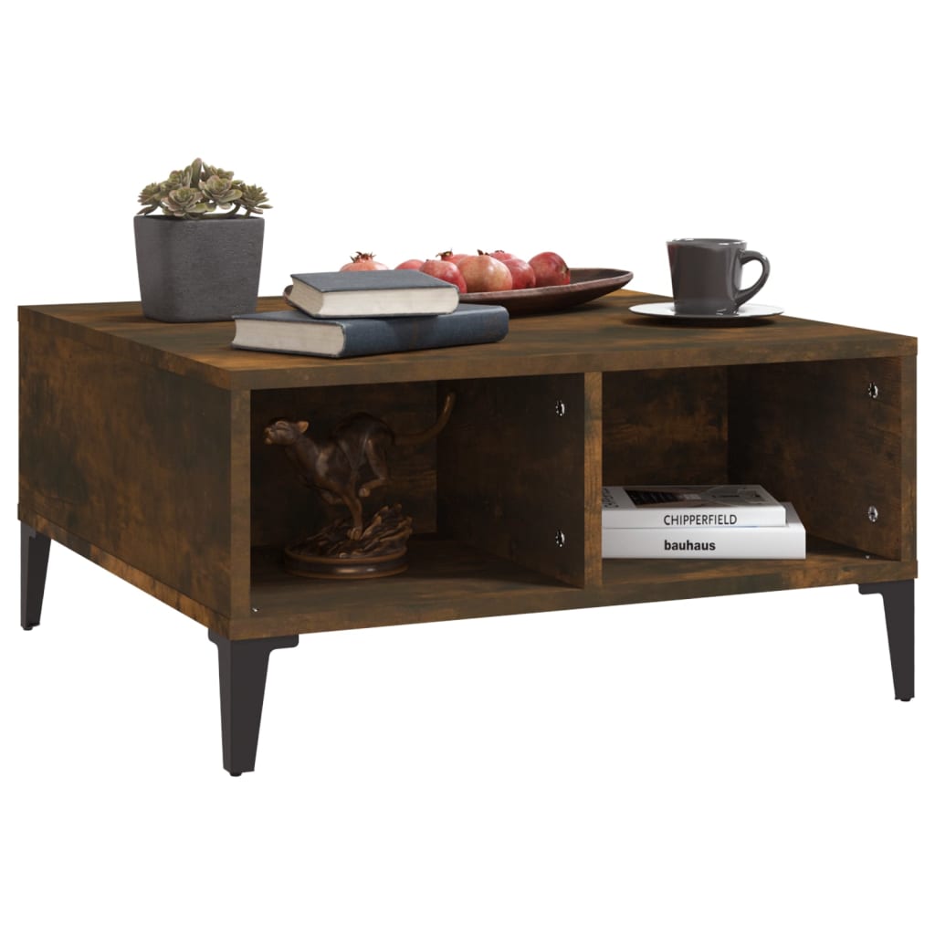 Table basse chêne fumé 60x60x30 cm bois d'ingénierie - XIOS