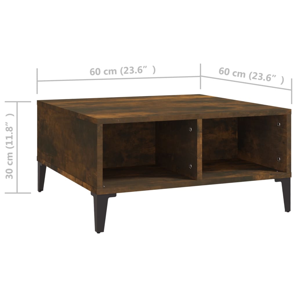 Table basse chêne fumé 60x60x30 cm bois d'ingénierie - XIOS