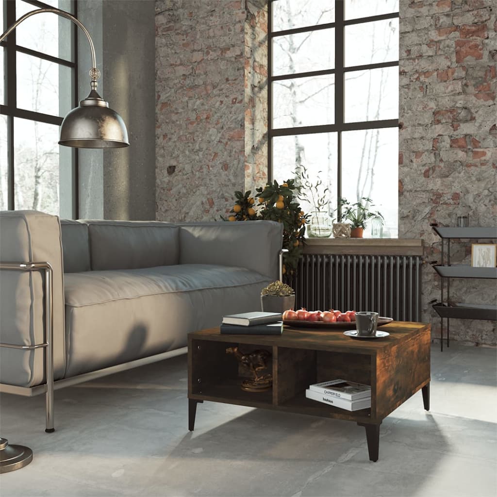 Table basse chêne fumé 60x60x30 cm bois d'ingénierie - XIOS