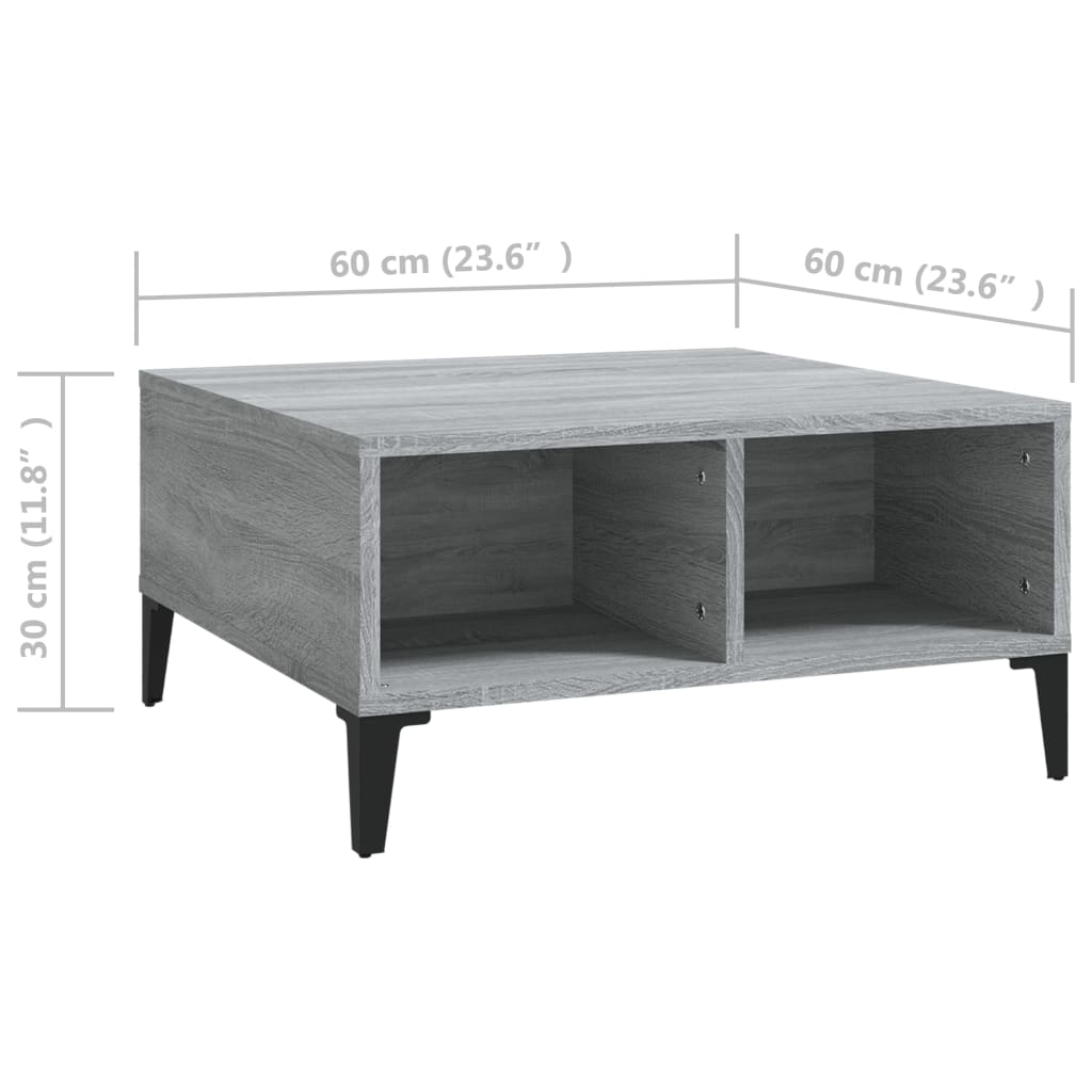 Table basse sonoma gris 60x60x30 cm bois d'ingénierie - XIOS