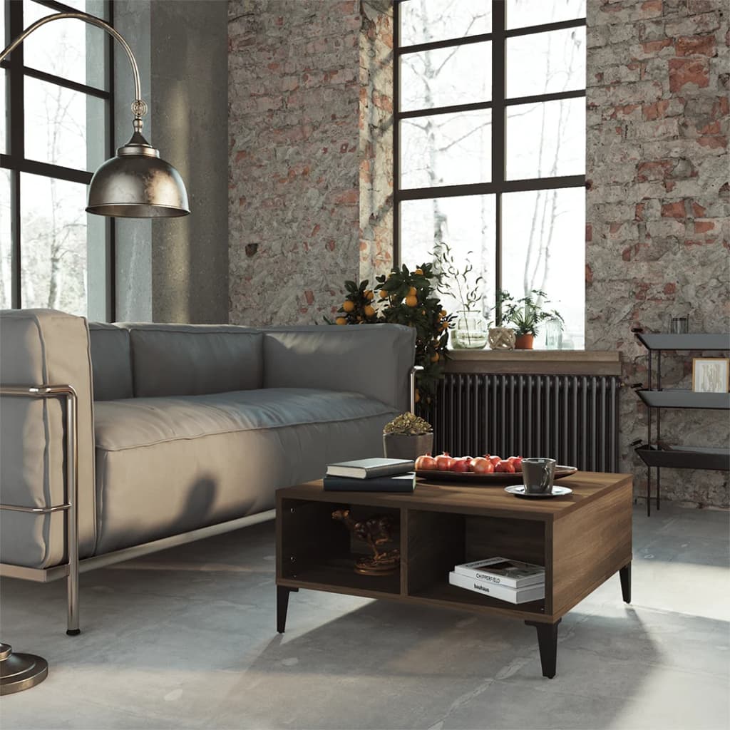 Table basse chêne marron 60x60x30 cm bois d'ingénierie - XIOS