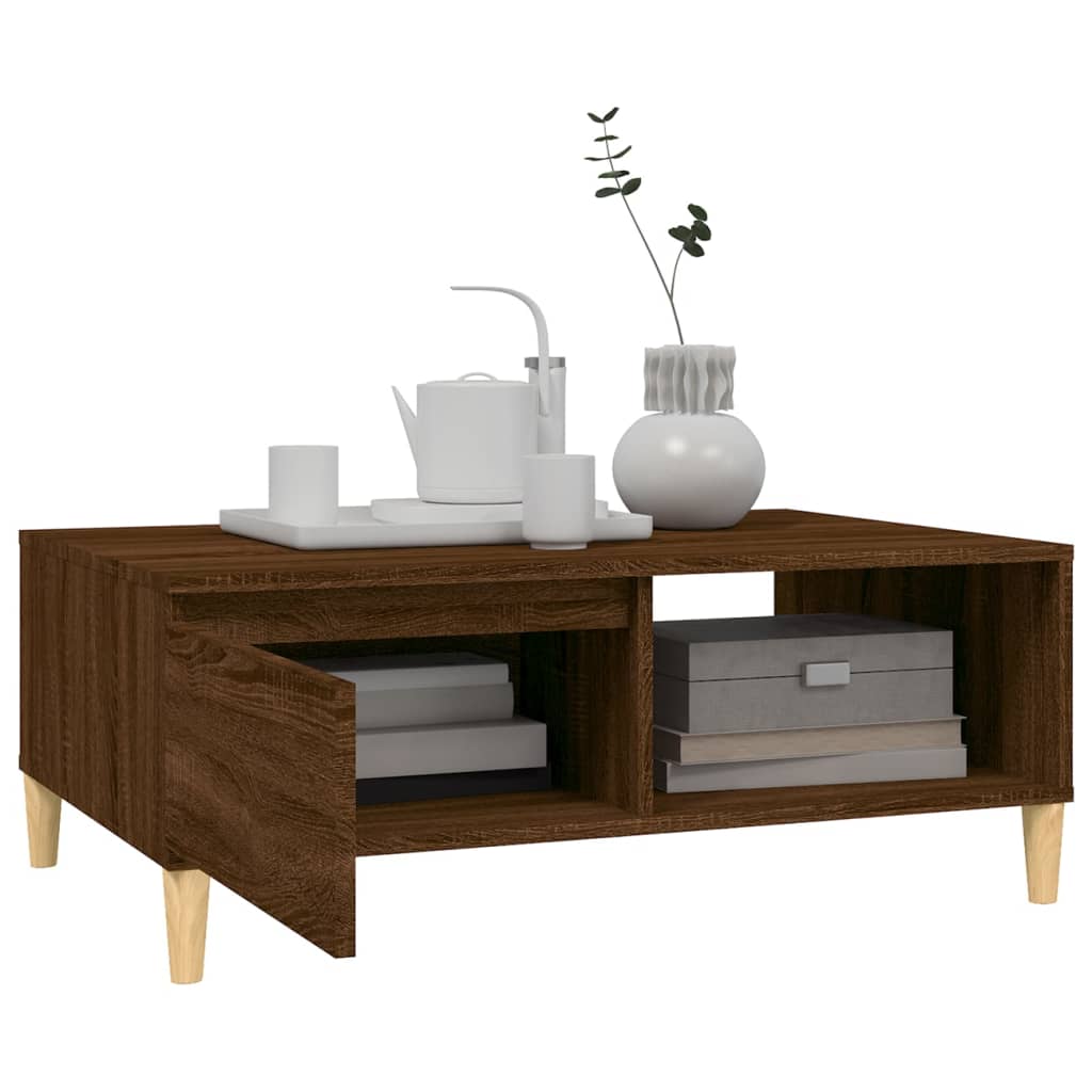 Table basse chêne marron 90x60x35 cm bois d'ingénierie - XIOS
