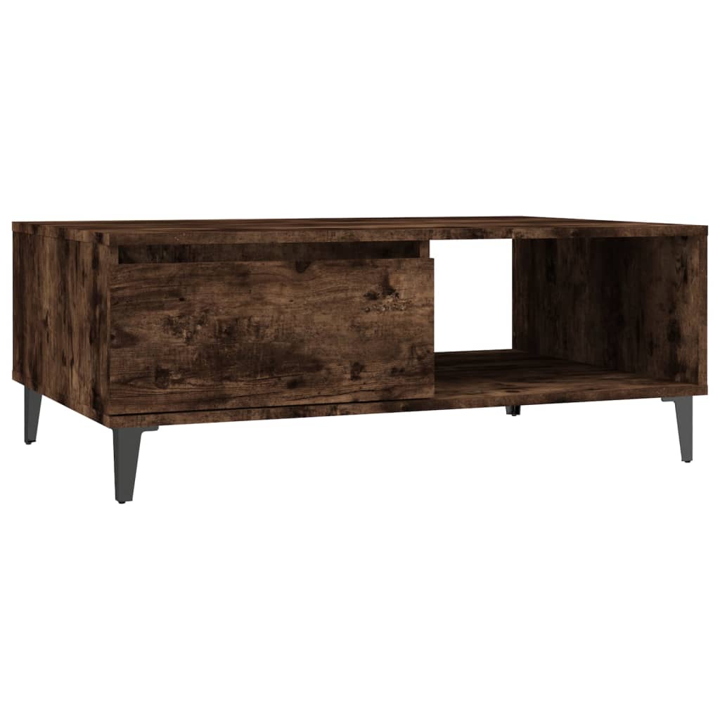 Table basse chêne fumé 90x60x35 cm bois d'ingénierie - XIOS