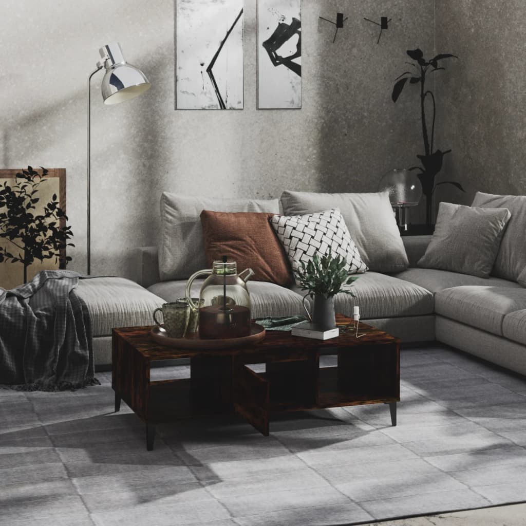 Table basse chêne fumé 103,5x60x35 cm bois d'ingénierie - XIOS