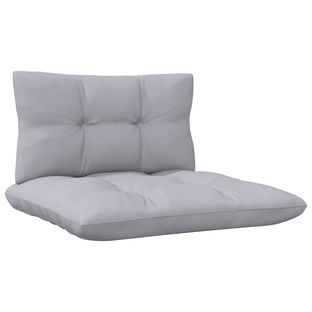 Salon de jardin 8 pcs avec coussins gris Bois de pin