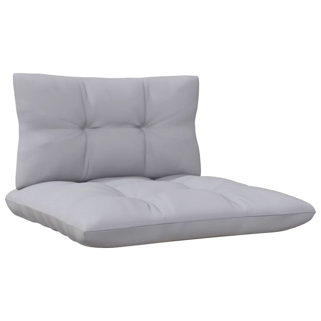 Salon de jardin 9 pcs avec coussins gris bois de pin