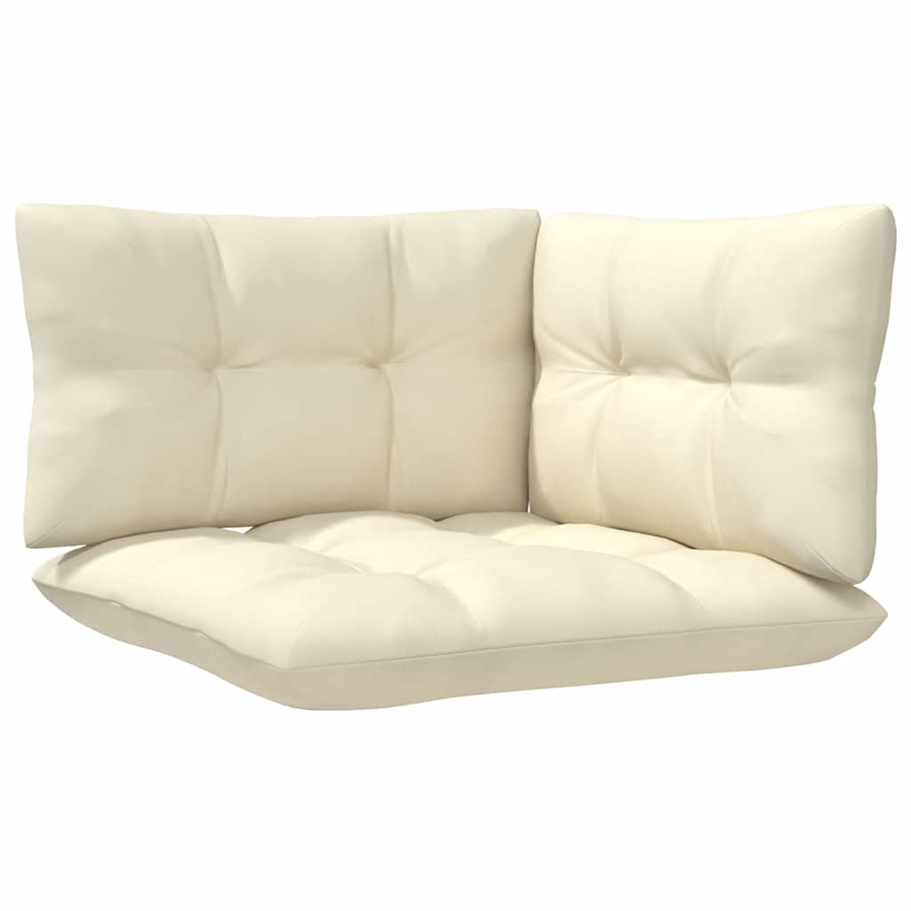 Salon de jardin 8 pcs avec coussins crème Bois de pin