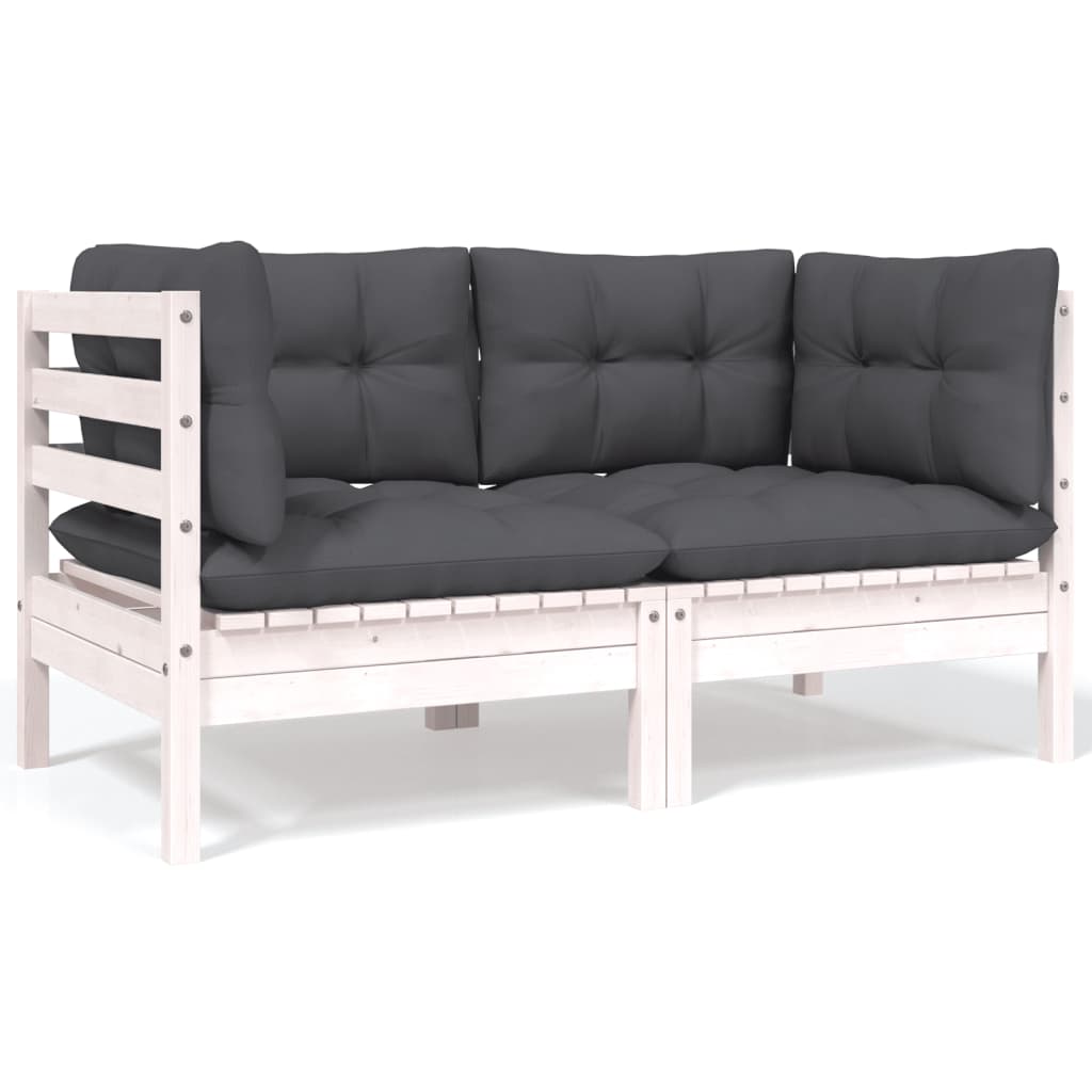 Salon de jardin 9 pcs avec coussins anthracite bois de pin