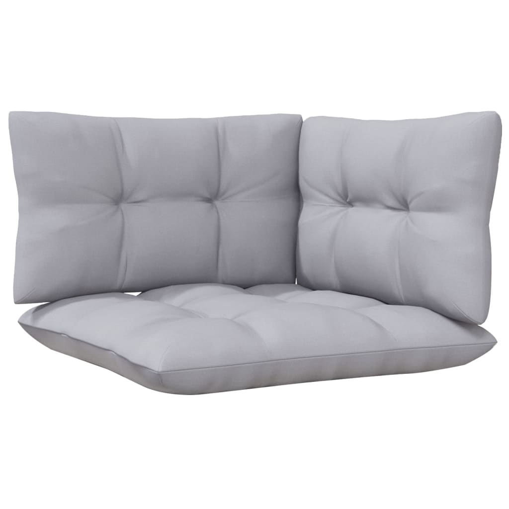 Salon de jardin 8 pcs avec coussins gris Bois de pin massif