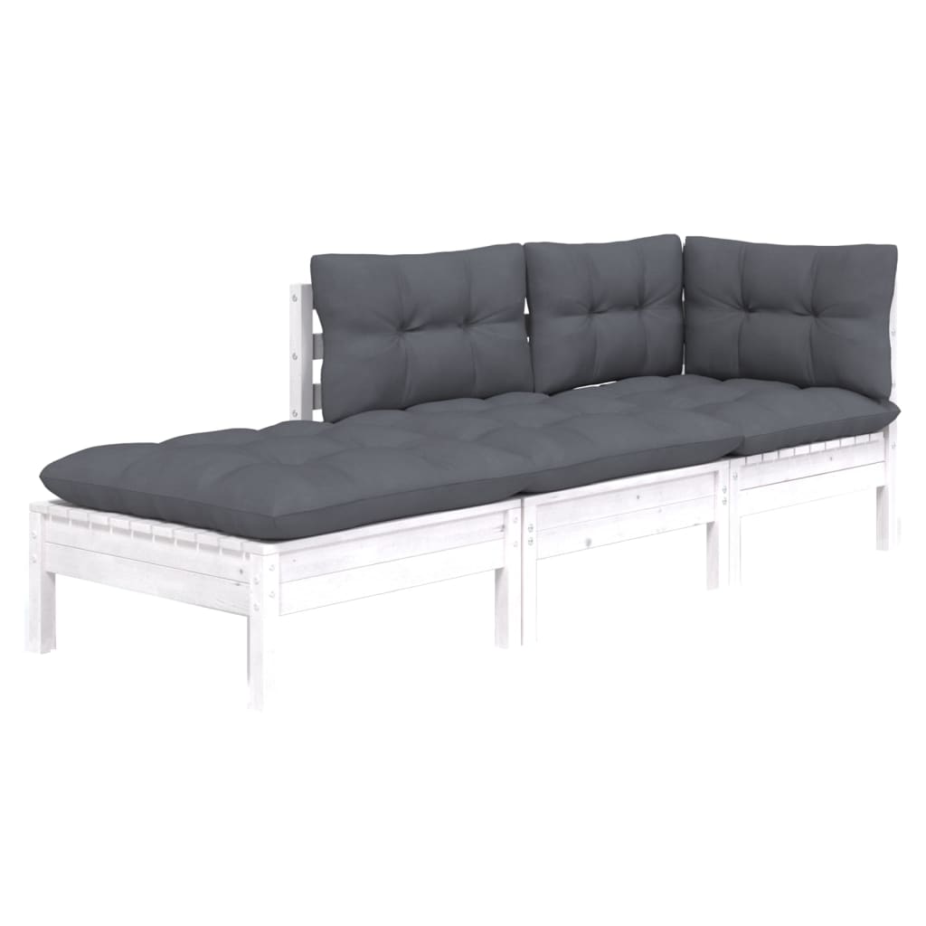 Salon de jardin 3 pcs avec coussins Bois de pin massif