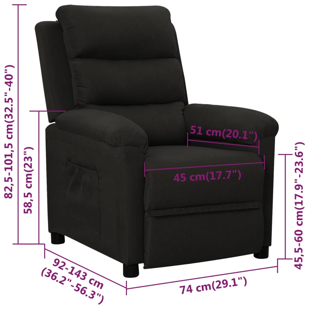 Fauteuil inclinable Noir Tissu - XIOS