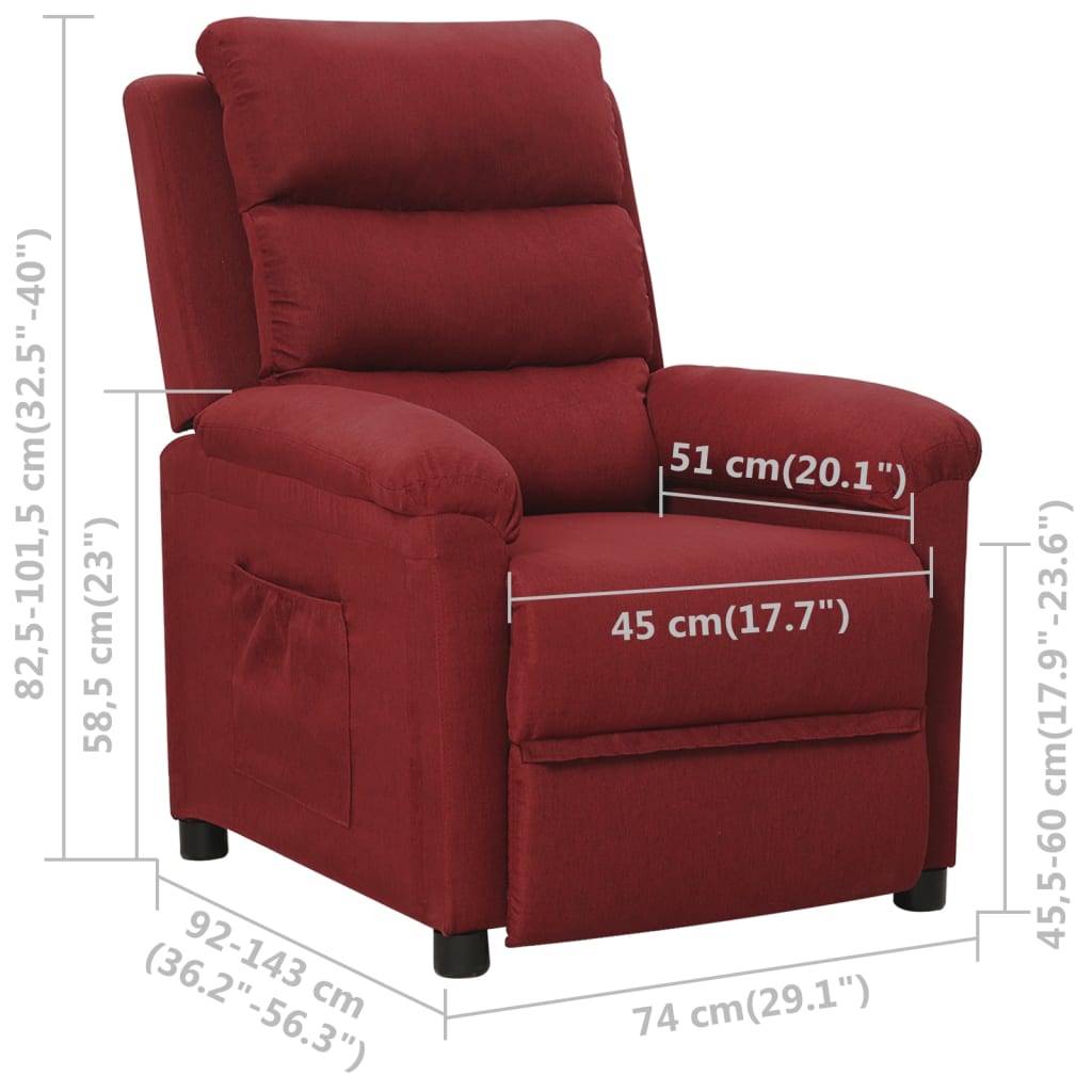 Fauteuil inclinable Rouge bordeaux Tissu - XIOS