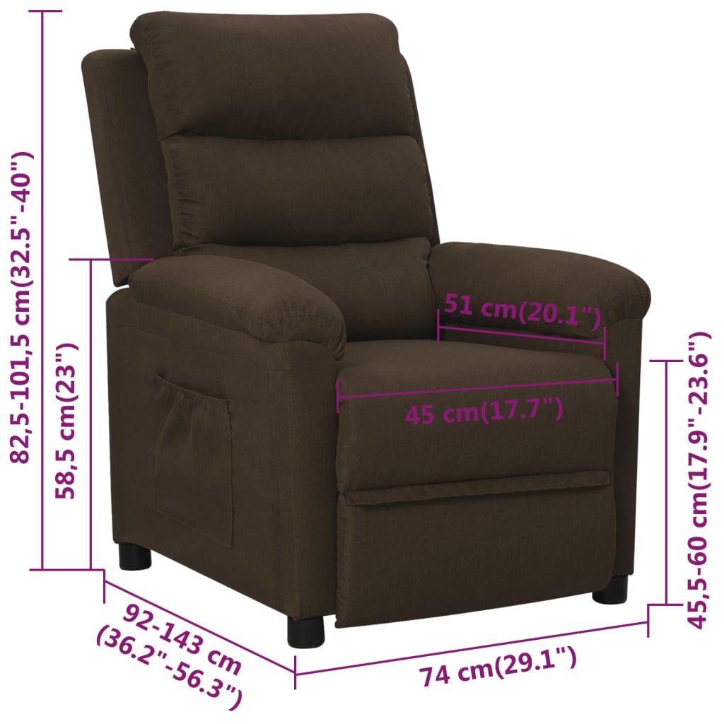 Fauteuil inclinable Marron foncé Tissu - XIOS