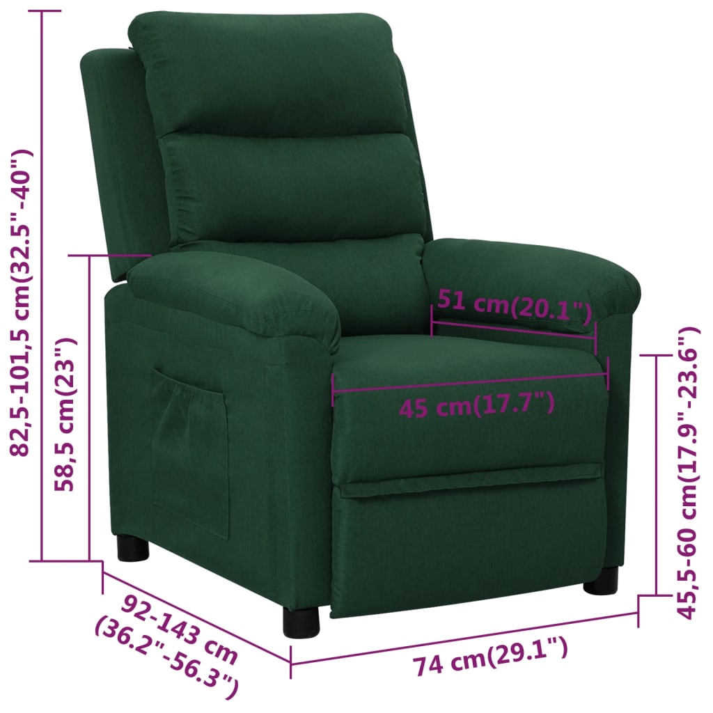 Fauteuil inclinable Vert foncé Tissu - XIOS