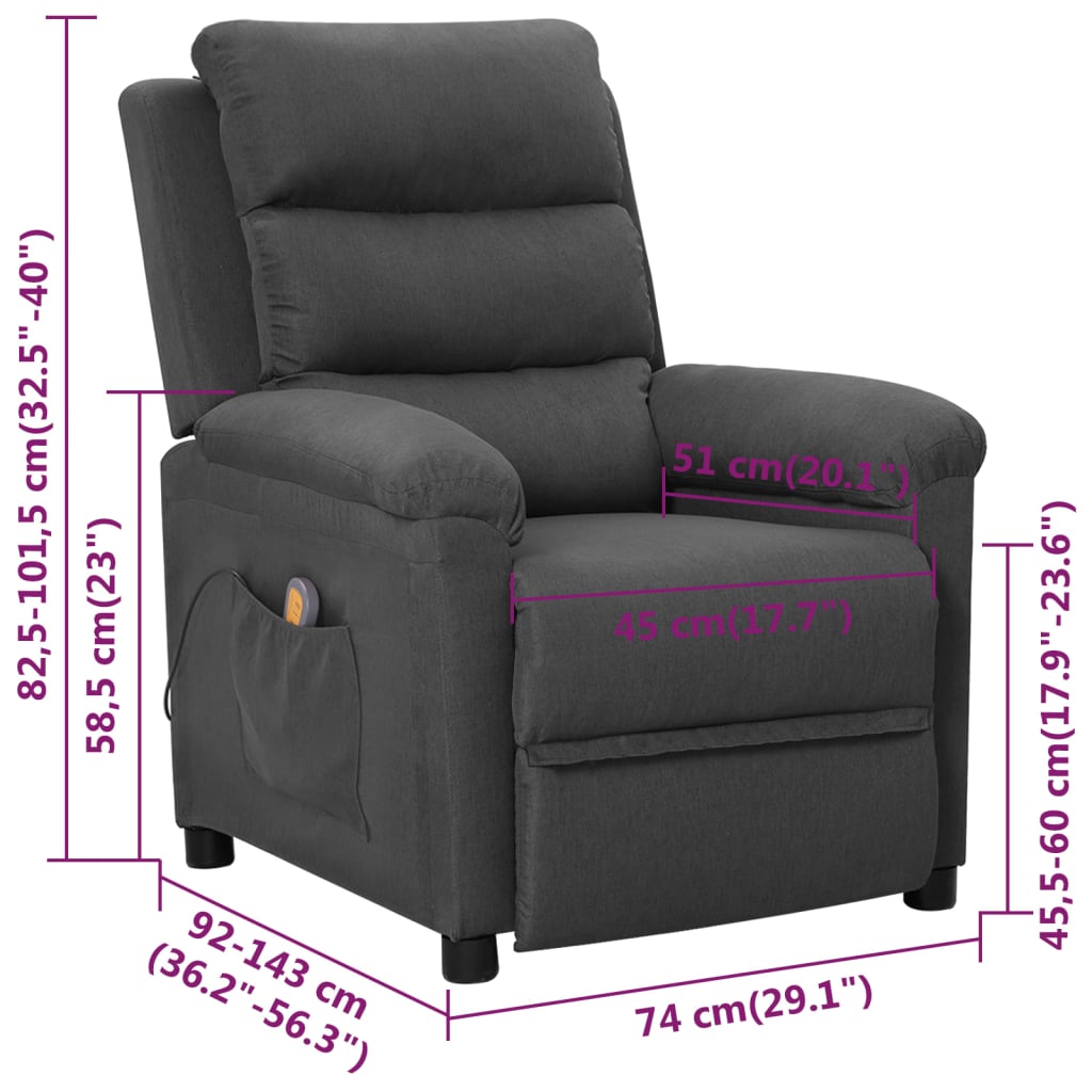 Fauteuil de massage Gris foncé Tissu - XIOS