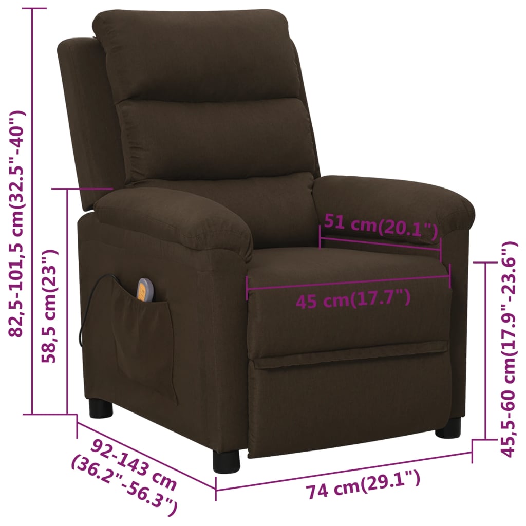 Fauteuil de massage Marron foncé Tissu - XIOS