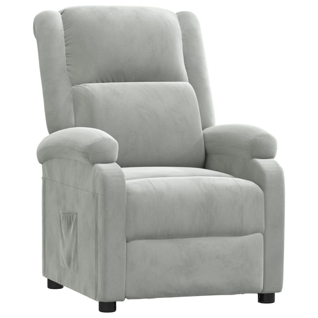 Fauteuil inclinable gris clair velours - XIOS