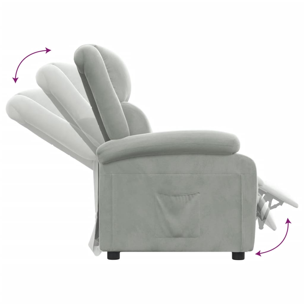 Fauteuil inclinable gris clair velours - XIOS