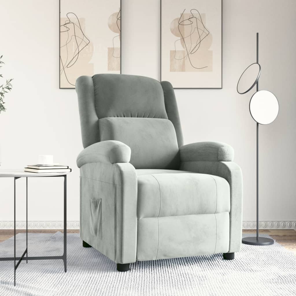 Fauteuil inclinable gris clair velours - XIOS