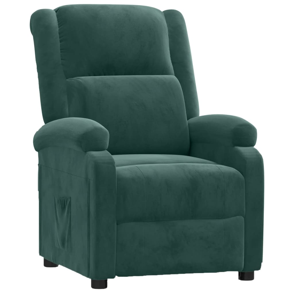 Fauteuil inclinable vert foncé velours - XIOS