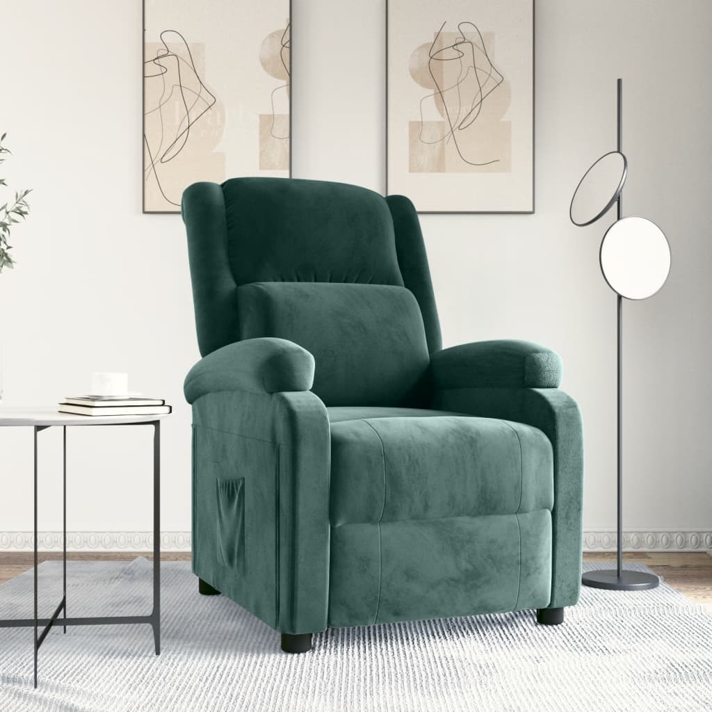 Fauteuil inclinable vert foncé velours - XIOS
