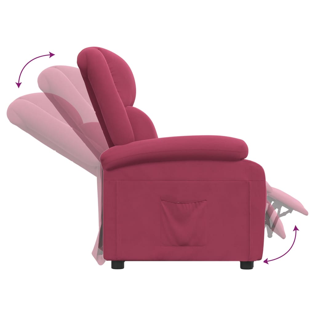 Fauteuil inclinable rouge bordeaux velours - XIOS