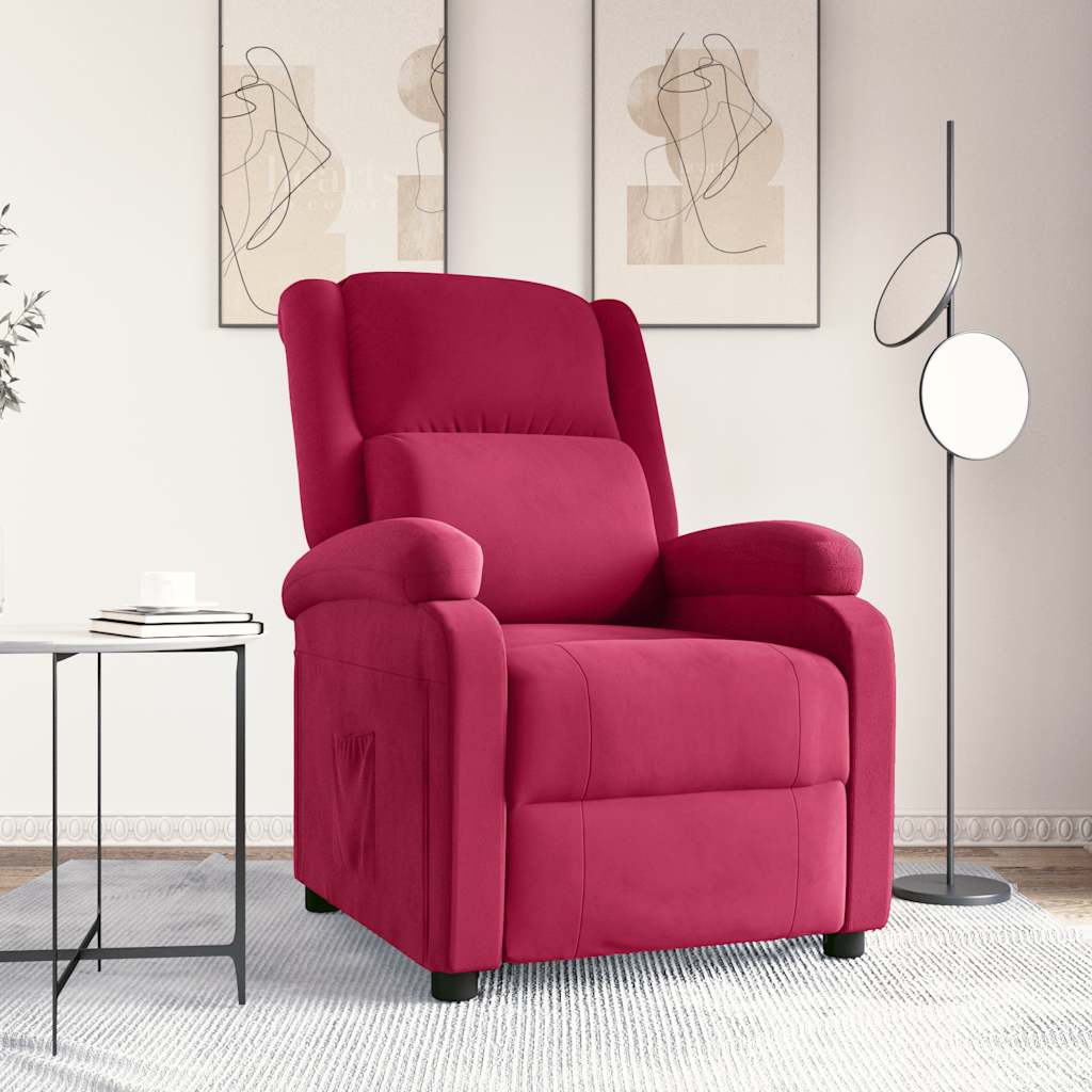 Fauteuil inclinable rouge bordeaux velours - XIOS