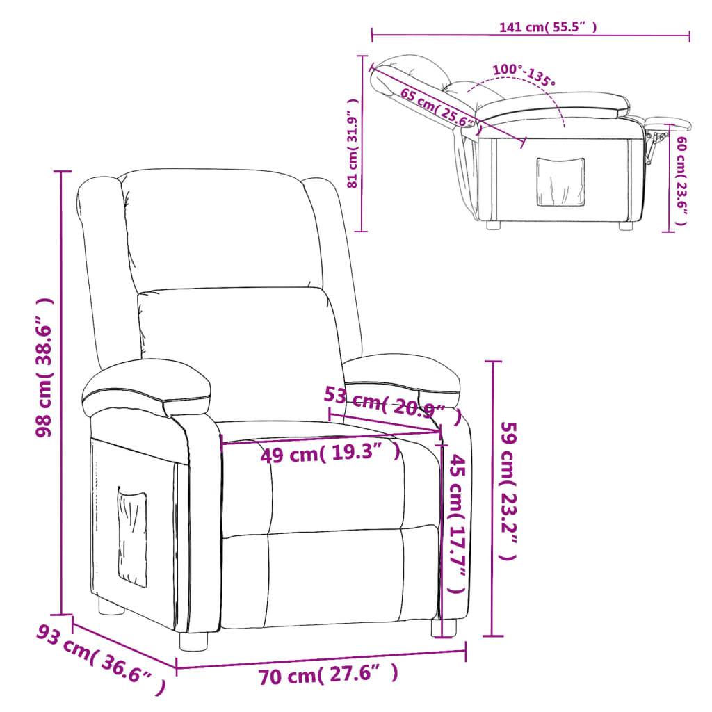 Fauteuil inclinable jaune velours - XIOS