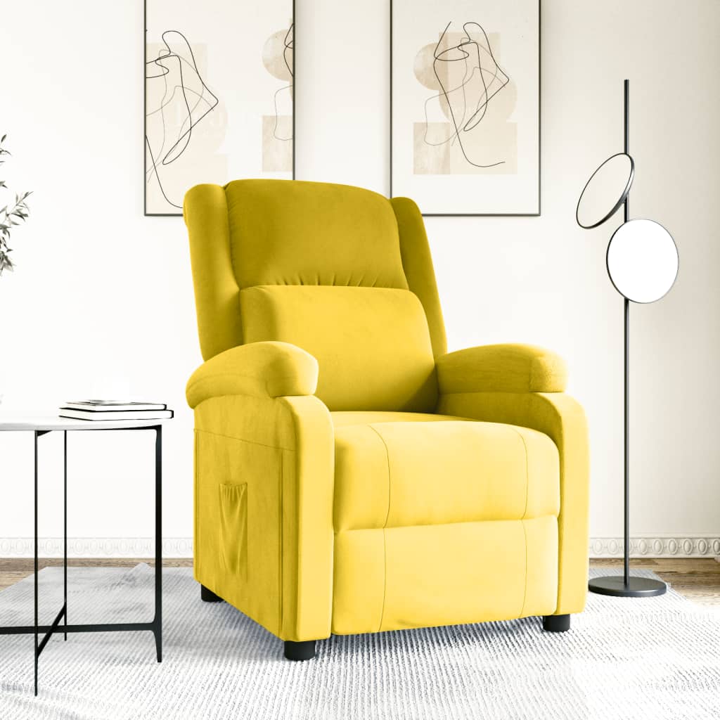 Fauteuil inclinable jaune velours - XIOS