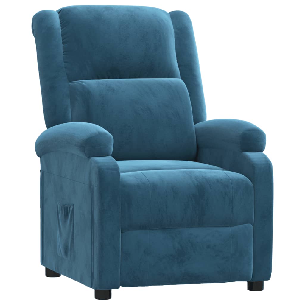 Fauteuil inclinable bleu velours - XIOS