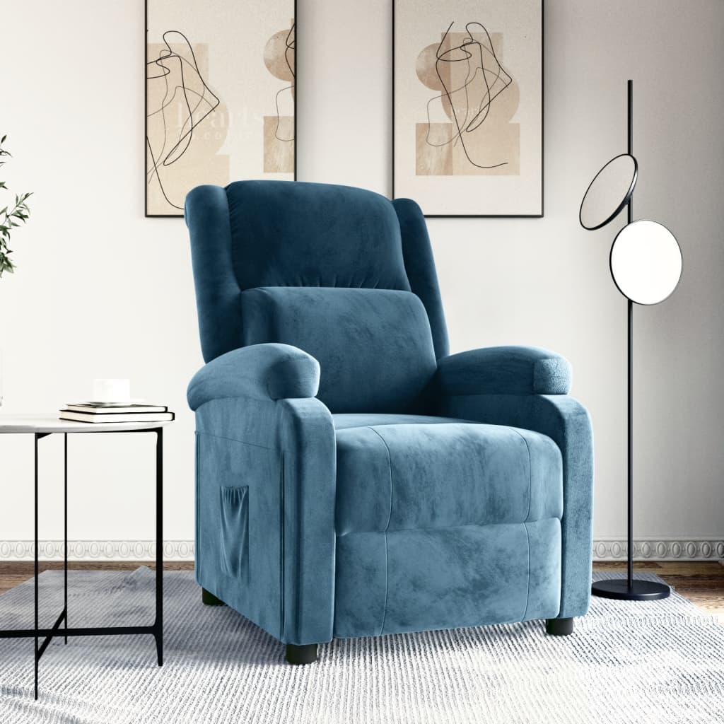 Fauteuil inclinable bleu velours - XIOS