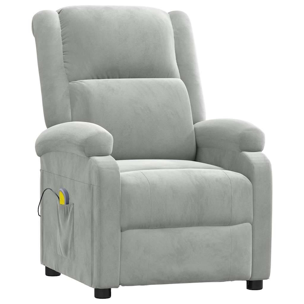 Fauteuil de massage gris clair velours - XIOS
