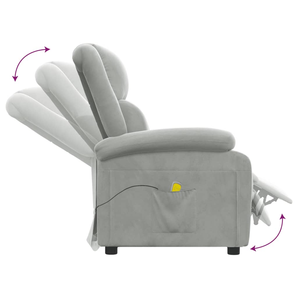 Fauteuil de massage gris clair velours - XIOS