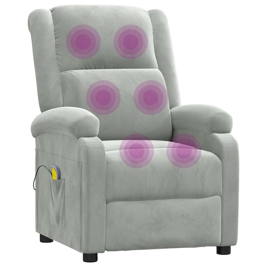 Fauteuil de massage gris clair velours - XIOS