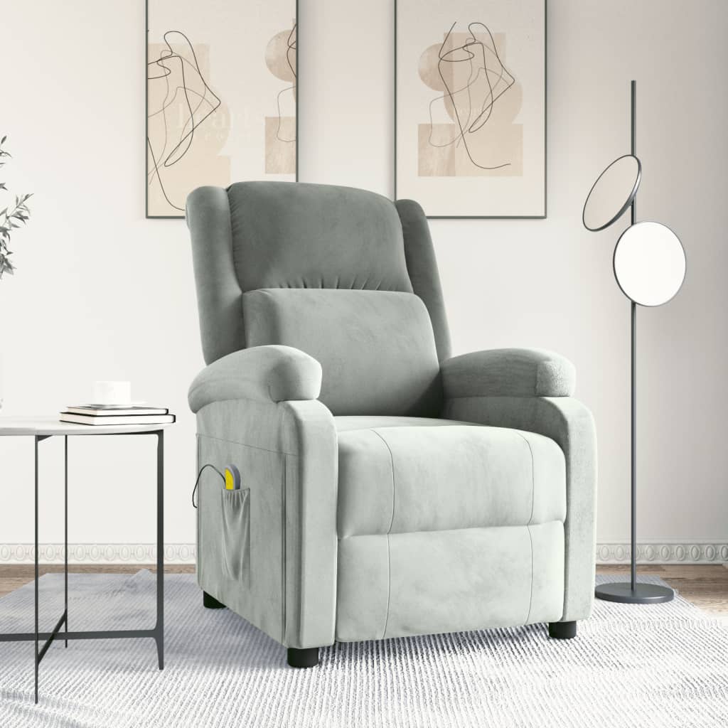 Fauteuil de massage gris clair velours - XIOS