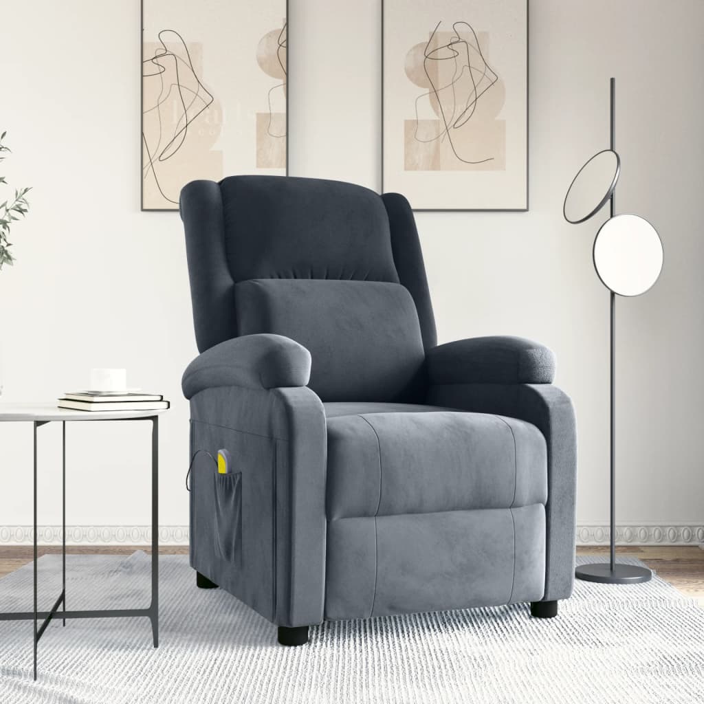 Fauteuil de massage Gris foncé velours - XIOS