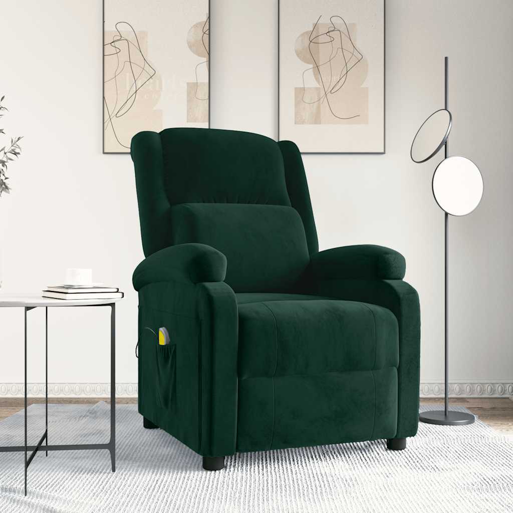 Fauteuil de massage Vert foncé velours - XIOS