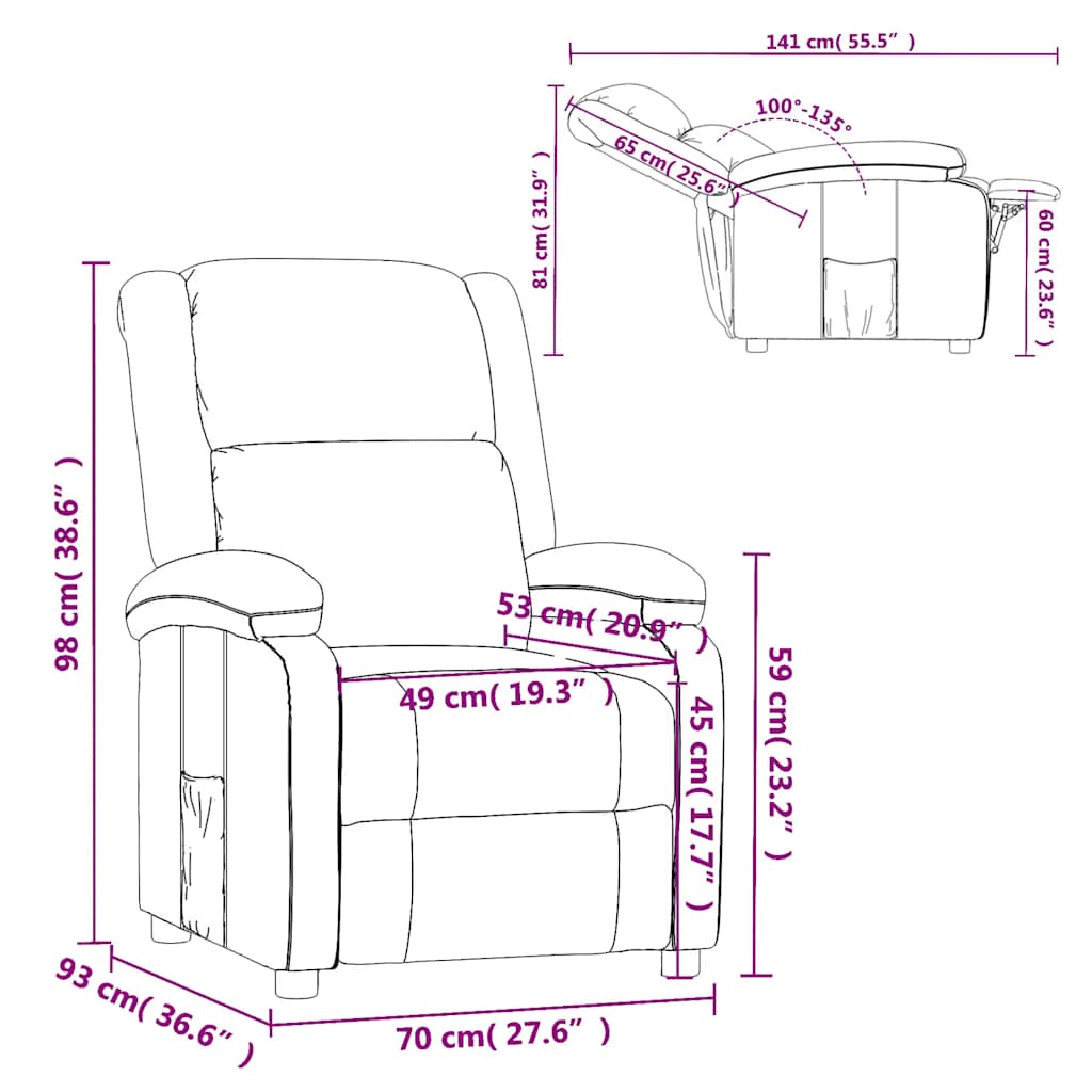 Fauteuil inclinable Marron foncé Tissu - XIOS