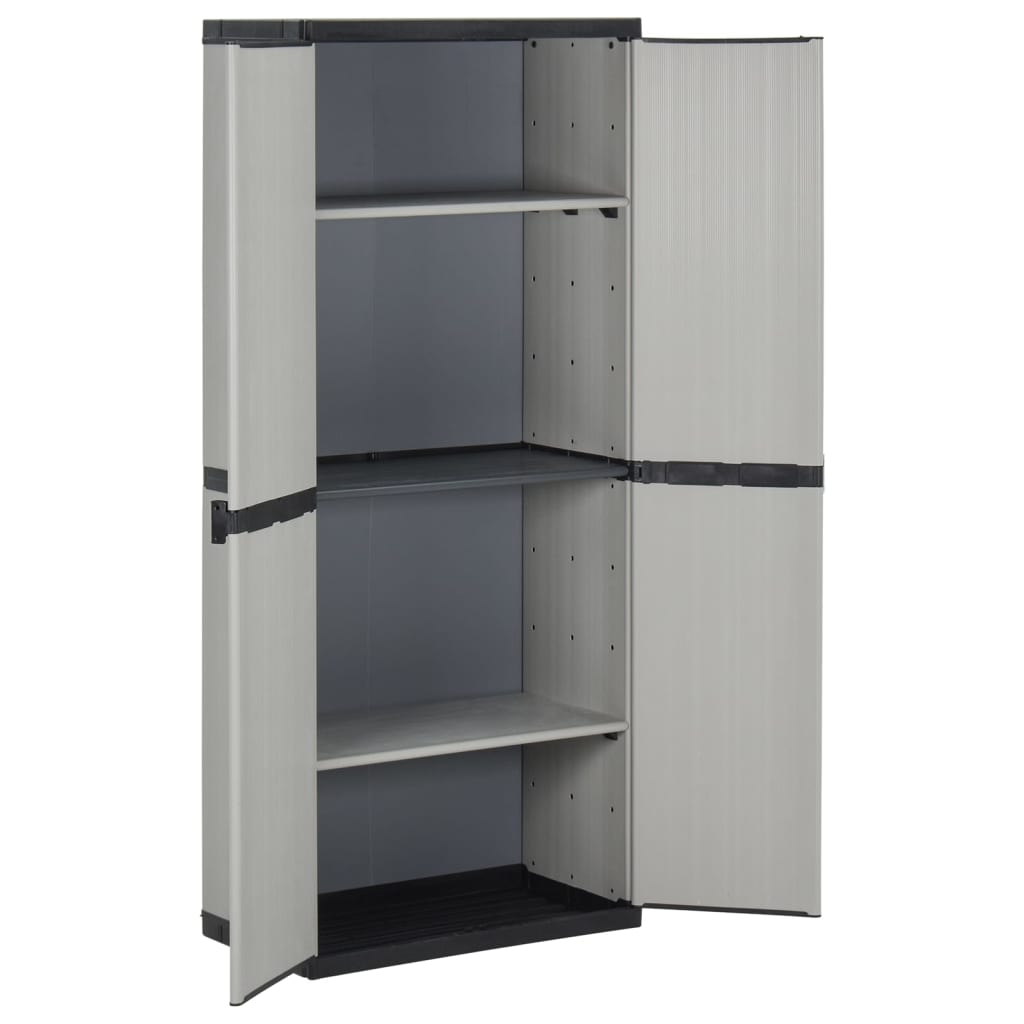 Armoire de rangement de jardin 3 étagères Gris/noir 68x40x168cm - XIOS