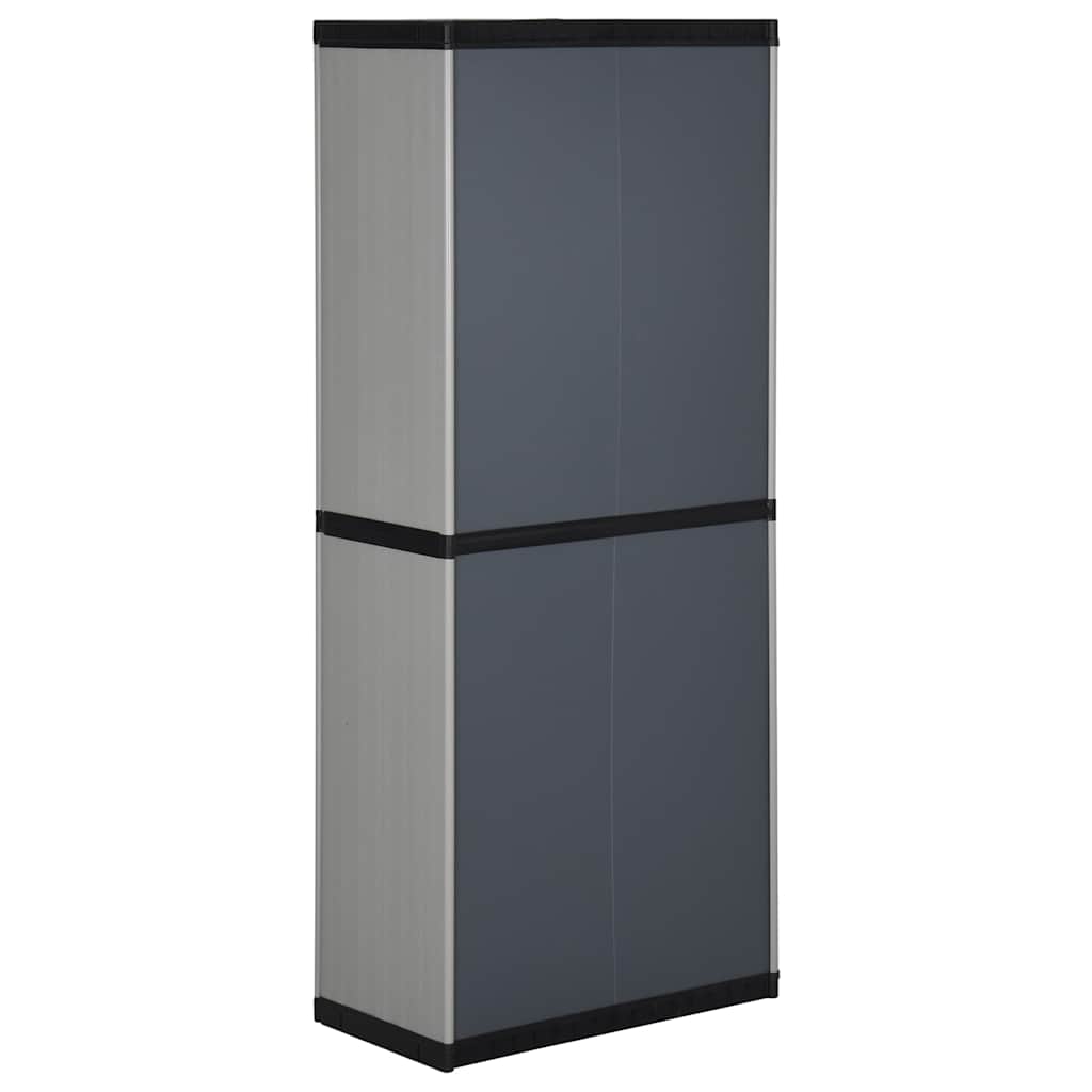 Armoire de rangement de jardin 3 étagères Gris/noir 68x40x168cm - XIOS