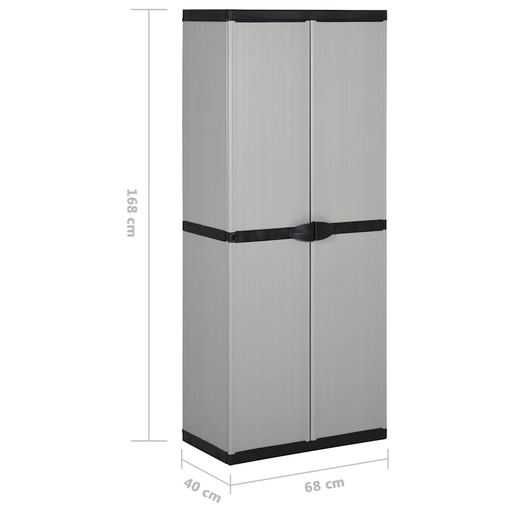 Armoire de rangement de jardin 3 étagères Gris/noir 68x40x168cm - XIOS