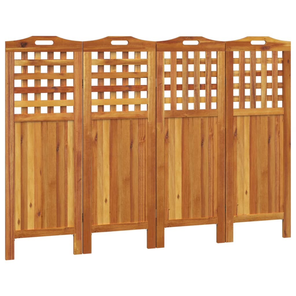 Cloison de séparation 4 panneaux 162x2x115 cm Bois d'acacia