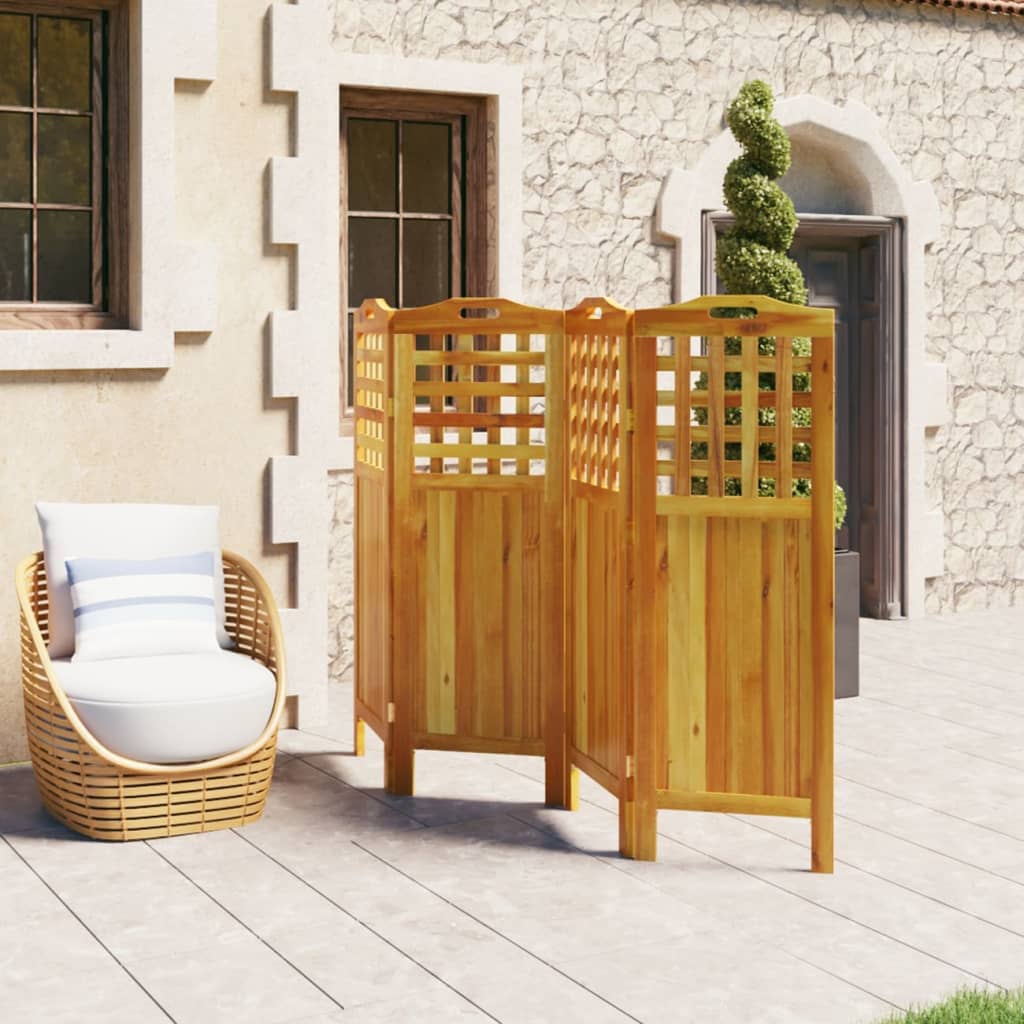 Cloison de séparation 4 panneaux 162x2x115 cm Bois d'acacia